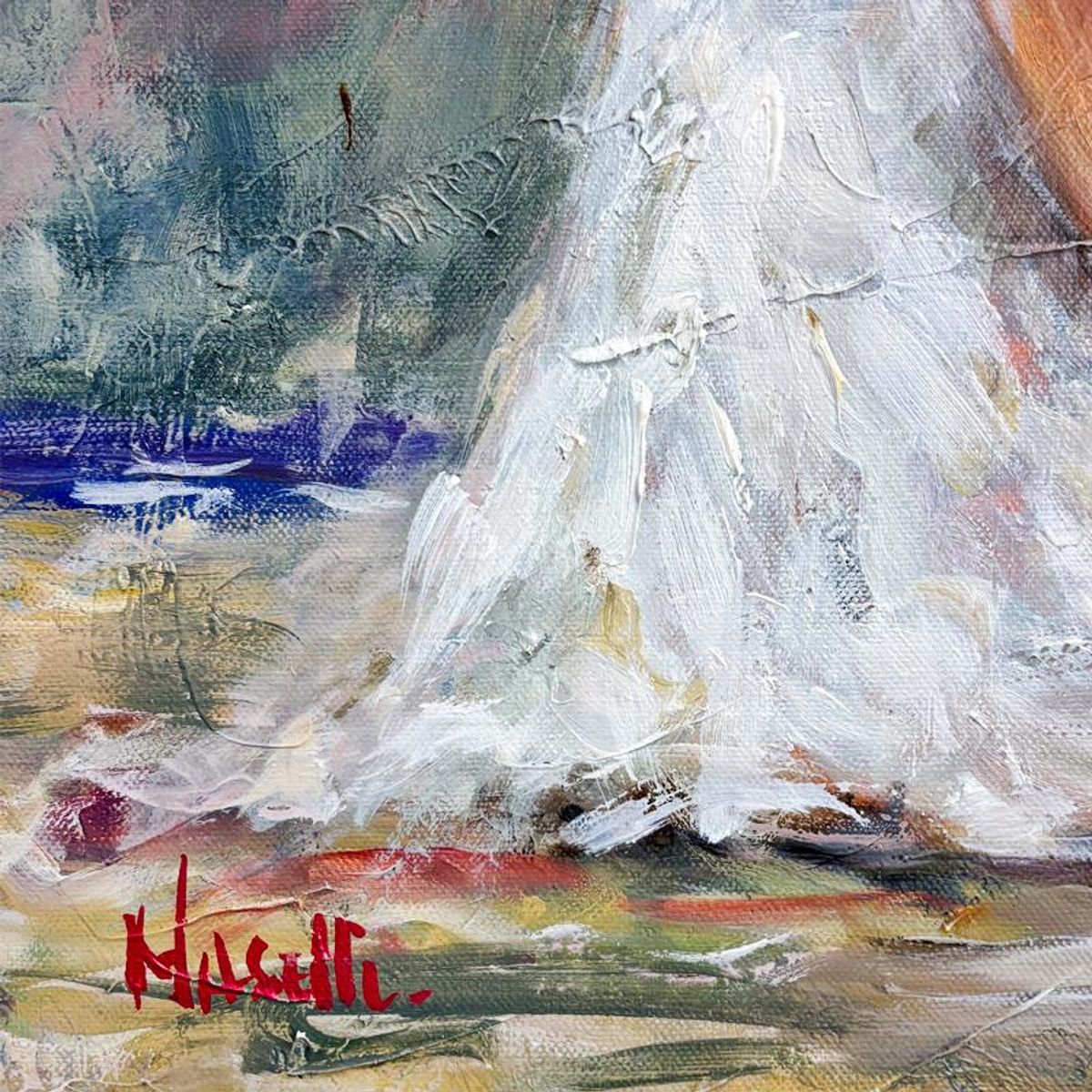 Michael Maselli, "Spring Flowers" Original Painting on Canvas, Hand Signed with Letter of Authenticity.
