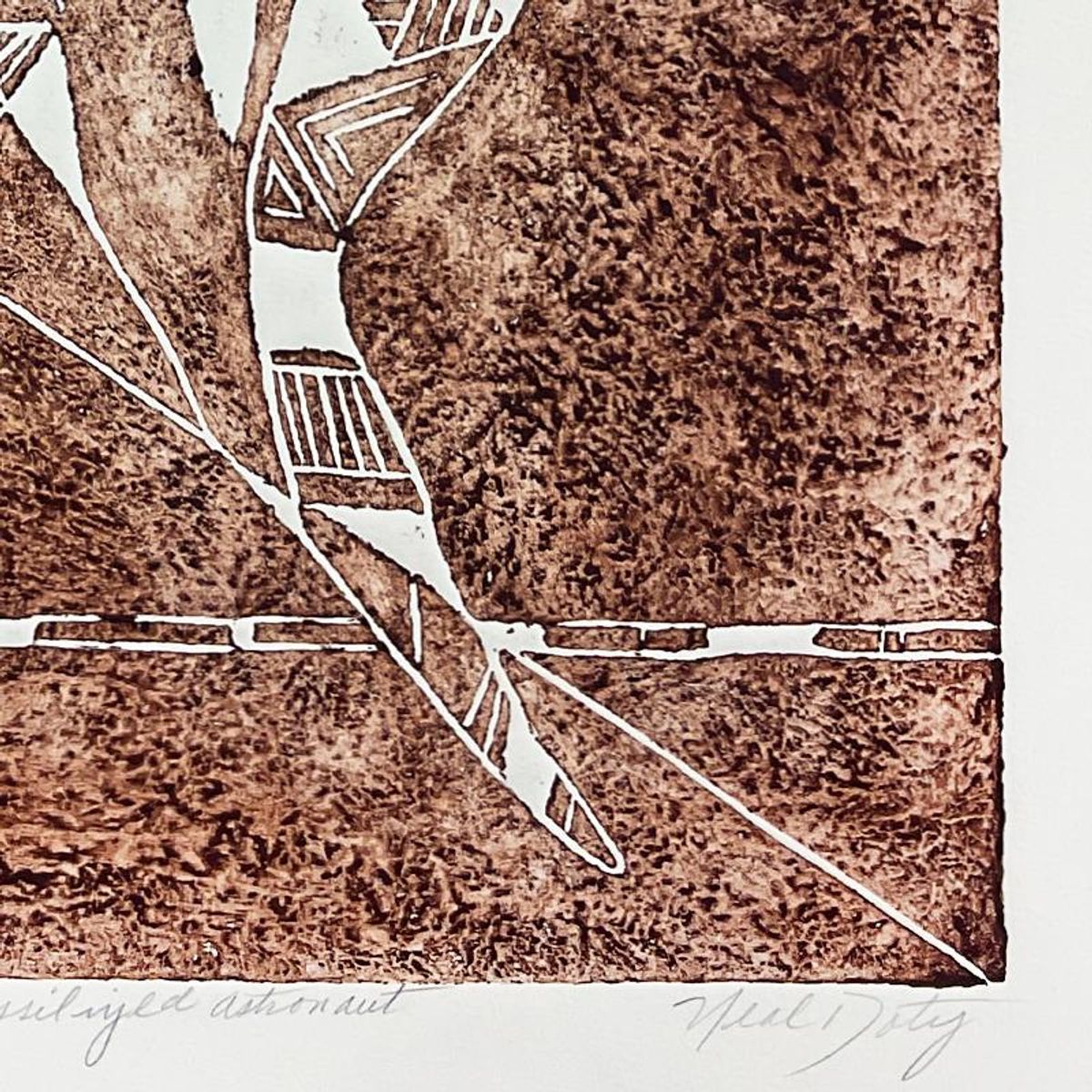 Neal Doty (1941-2016), "Fossilized Astronaut" Limited Edition Collograph from an AP edition, Hand Signed with Letter of Authenticity.