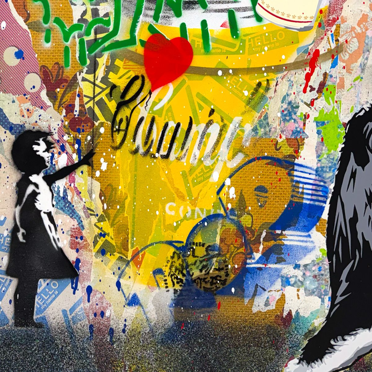Mr. Brainwash- Silkscreen and Mixed Media on Canvas with Splashed Frame "Everyday Life, 2026"
