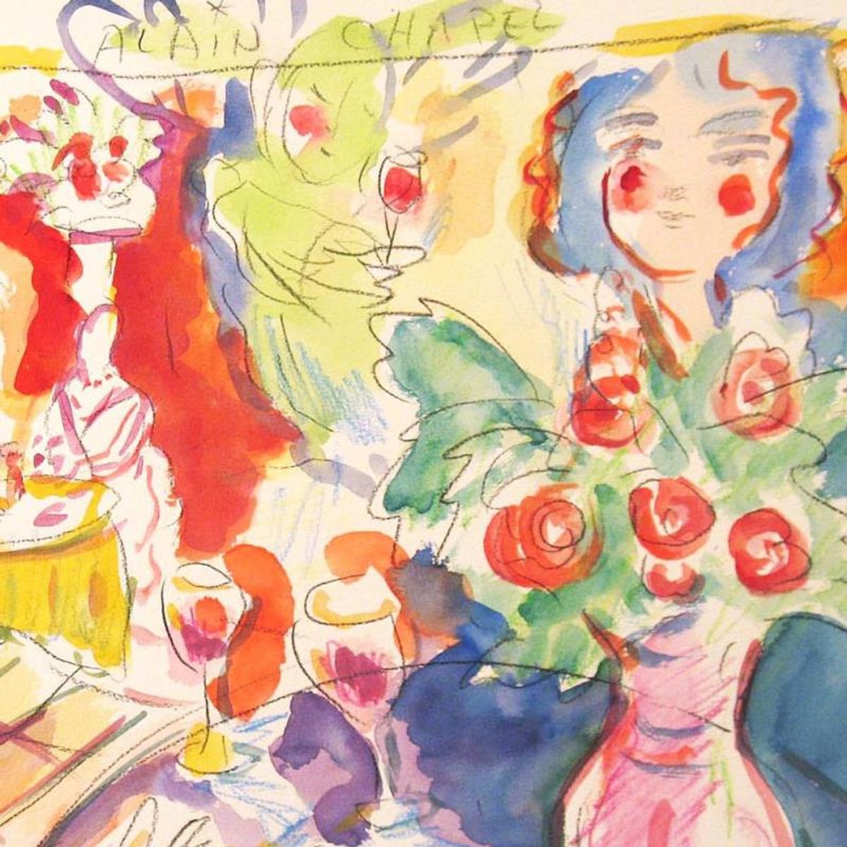 Wayne Ensrud, "Alain Chapel (3-star French Restaurant)" Mixed Media Original Artwork; Hand Signed; COA