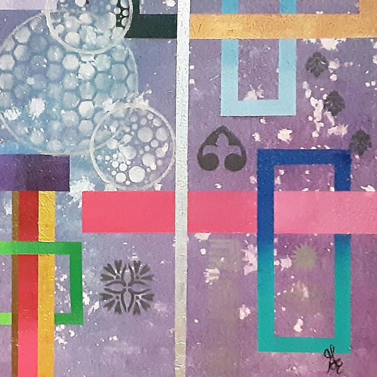 George Marlowe, "Covid-19, Day 50" Hand Signed Original Acrylic Painting on Canvas with Letter of Authenticity.