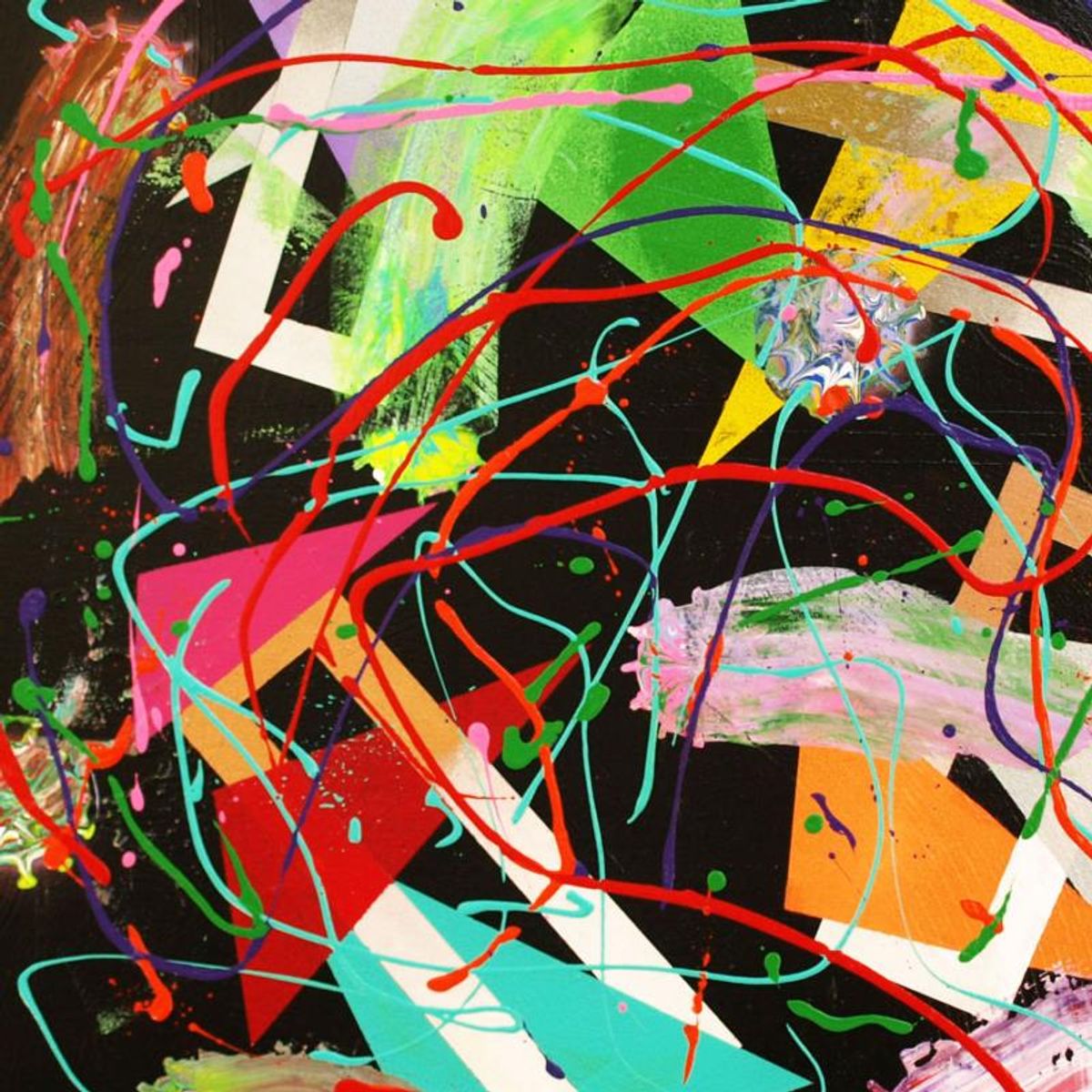 George Marlowe, "Comets" Hand Signed Original Acrylic Painting on Canvas with Letter of Authenticity.