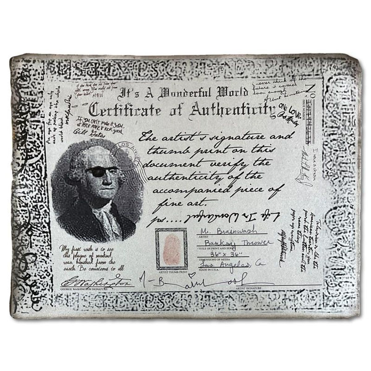 Mr. Brainwash, "Banksy Thrower" Framed Mixed Media Original, Hand Signed with Certificate of Authenticity.