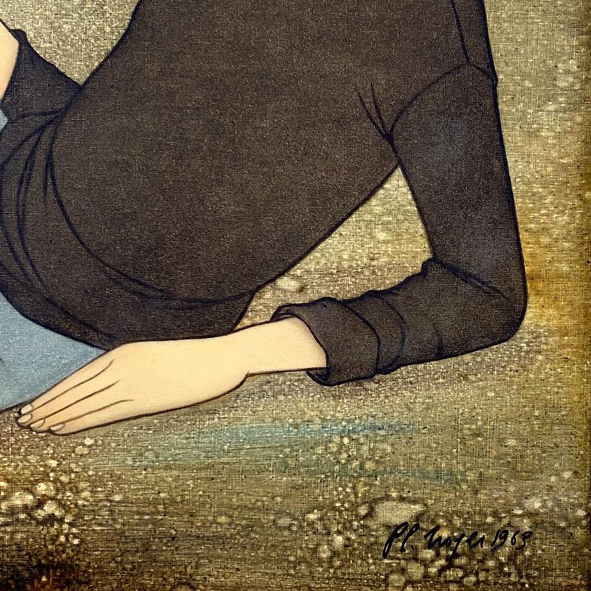 Philippe Noyer (1917-1985), "Reclining Woman" Framed Original Oil Painting on Canvas, Dated (1963) Hand Signed with Letter of Authenticity.