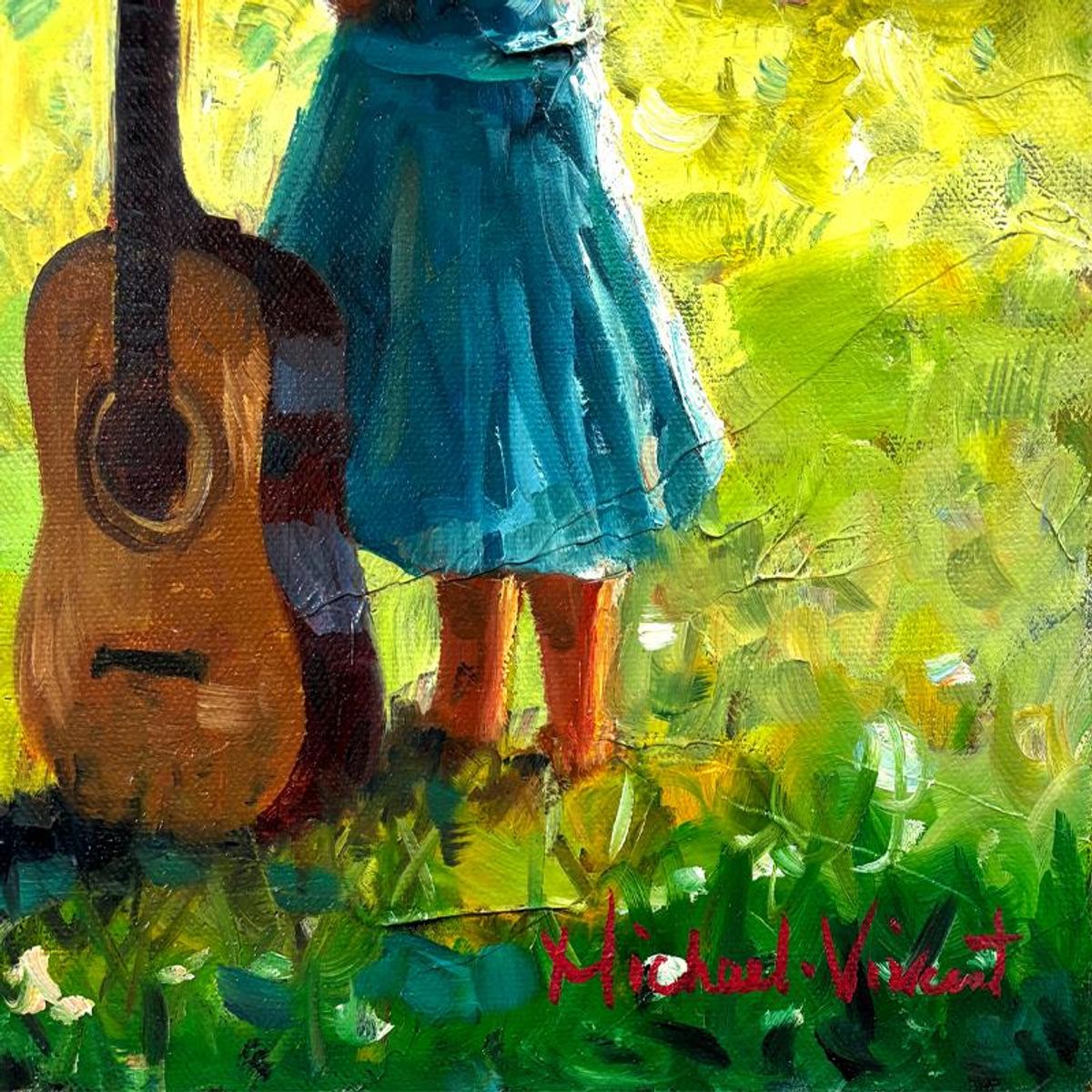 Michael Vincent, "Getting Ready for Nashville" Original Painting on Canvas, Hand Signed with Letter of Authenticity.