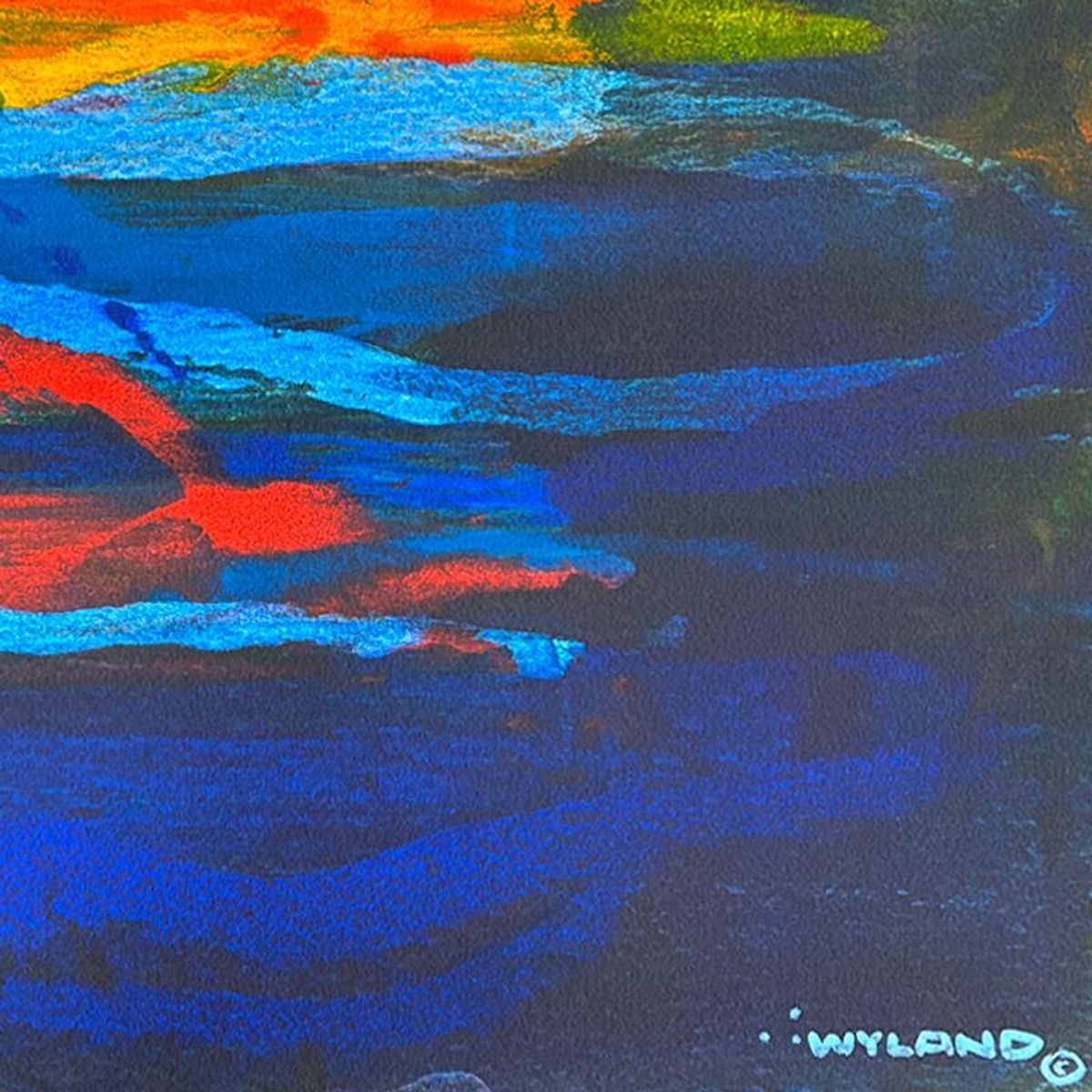 Wyland, "Untitled Abstract" Framed Original Painting on Paper, Hand Signed with Letter of Authenticity.
