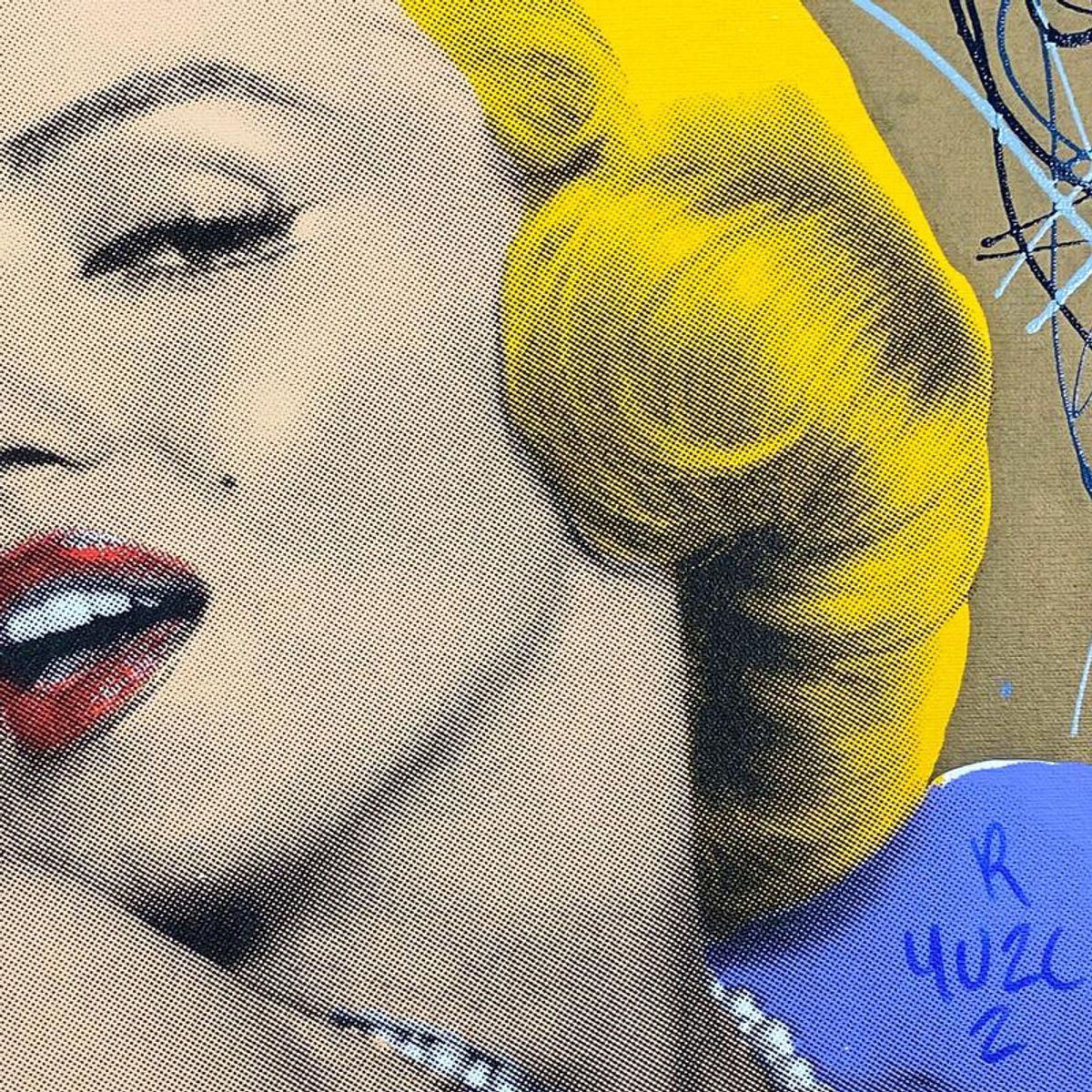 Ringo Daniel Funes, "Marilyn with Pearls" Framed One-of-a-Kind Mixed Media on Canvas, Hand Signed with Letter of Authenticity.