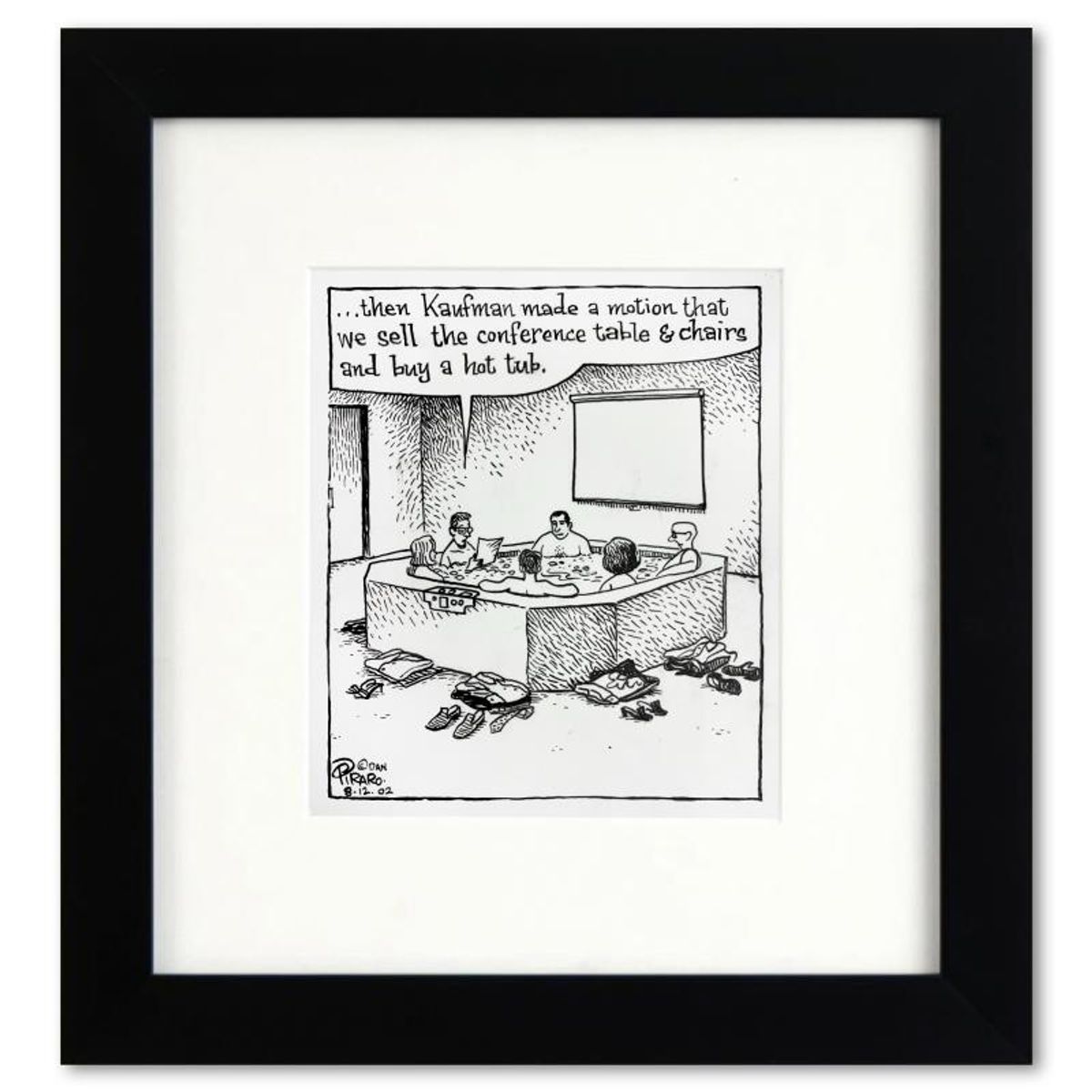 Bizarro, "Hot Tub Board Meeting" is a Framed Original Pen & Ink Drawing by Dan Piraro, Hand Signed with Letter of Authenticity.