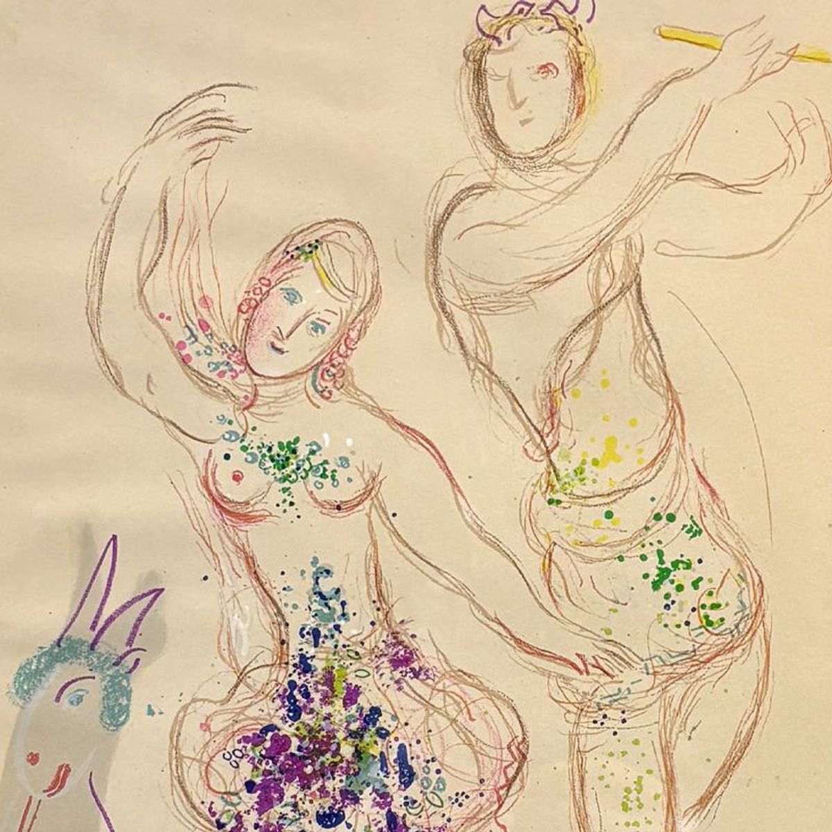 Marc Chagall (1887-1985), "The Ballett (Daphnis and Cloe)" Framed Lithograph with Letter of Authenticity.