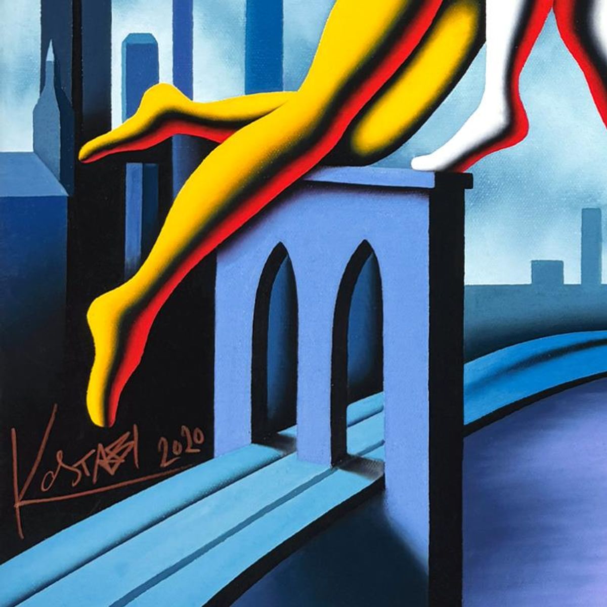 Mark Kostabi, "Hitting the Big Time" Limited Edition, MP Numbered 9/15 and Hand Signed with Letter of Authenticity.