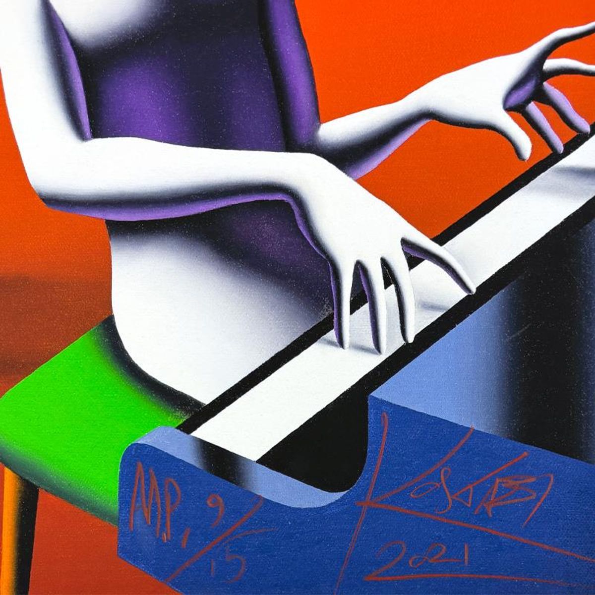 Mark Kostabi, "Putting a Face on the Note" Limited Edition, MP Numbered 9/15 and Hand Signed with Letter of Authenticity.