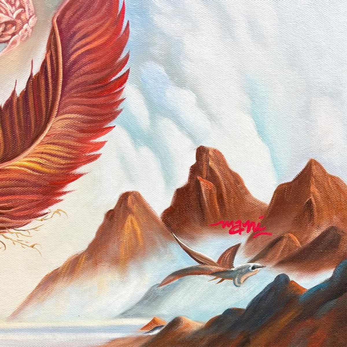 Mani, Hand Signed Original Acrylic Painting on Canvas with Letter of Authenticity.