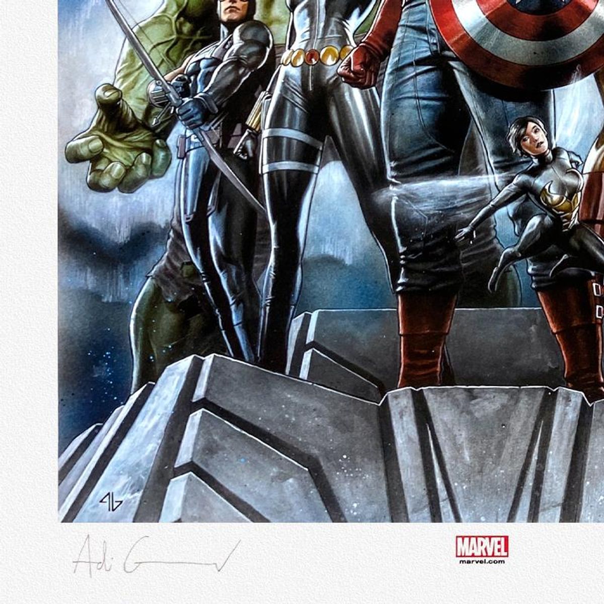 Marvel Comics & Adi Granov, "The Avengers Earths Mightiest Heroes" Limited Edition, PP Numbered 3/4 and Signed with Letter of Authenticity.