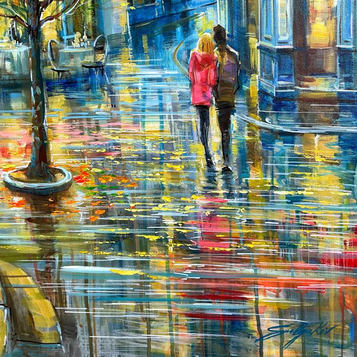 Vadik Suljakov, "Evening Lights in Paris" Original Oil Painting on Canvas, Hand Signed with Letter of Authenticity.
