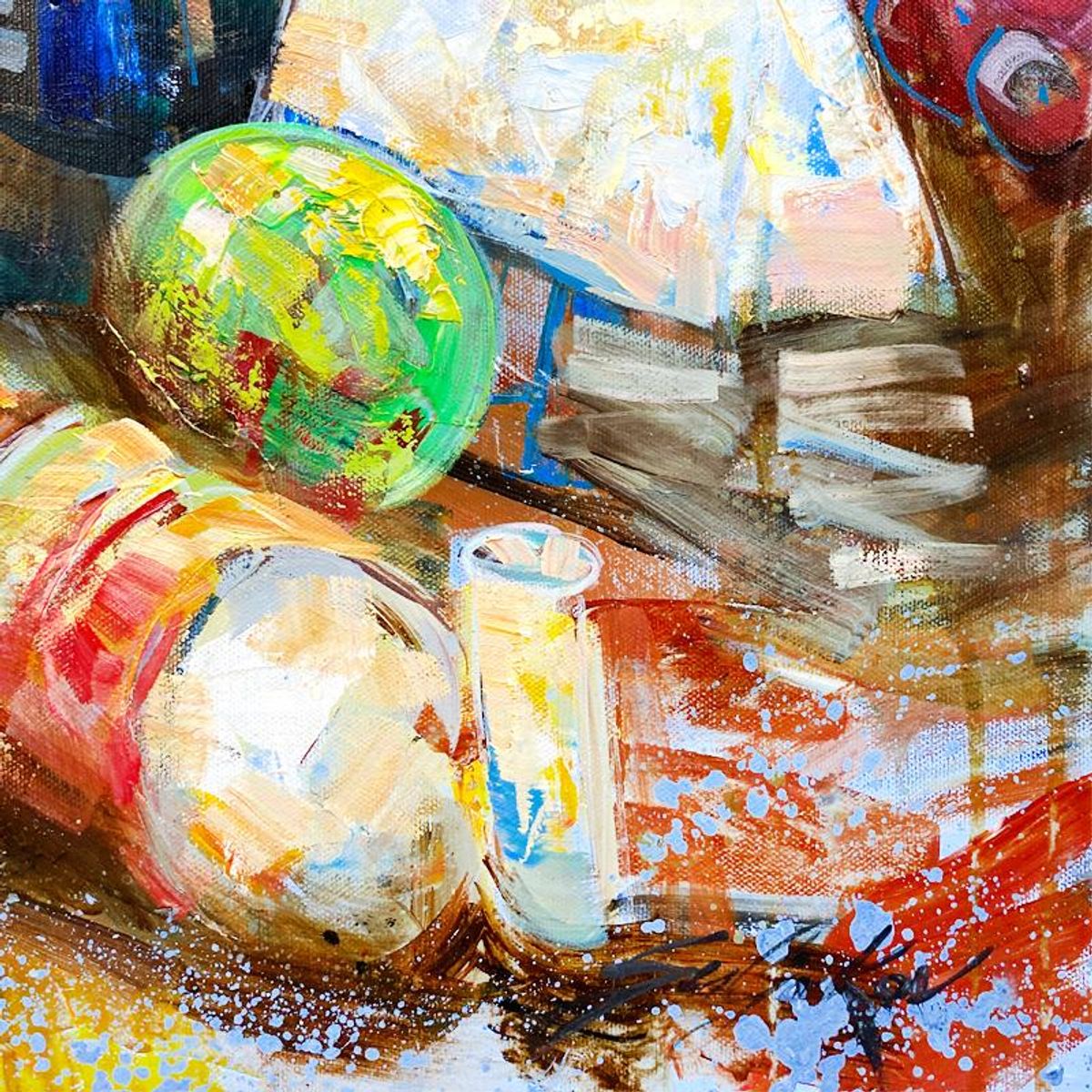 Vadik Suljakov, "Rose Rouge" Original Oil Painting on Canvas, Hand Signed with Letter of Authenticity.