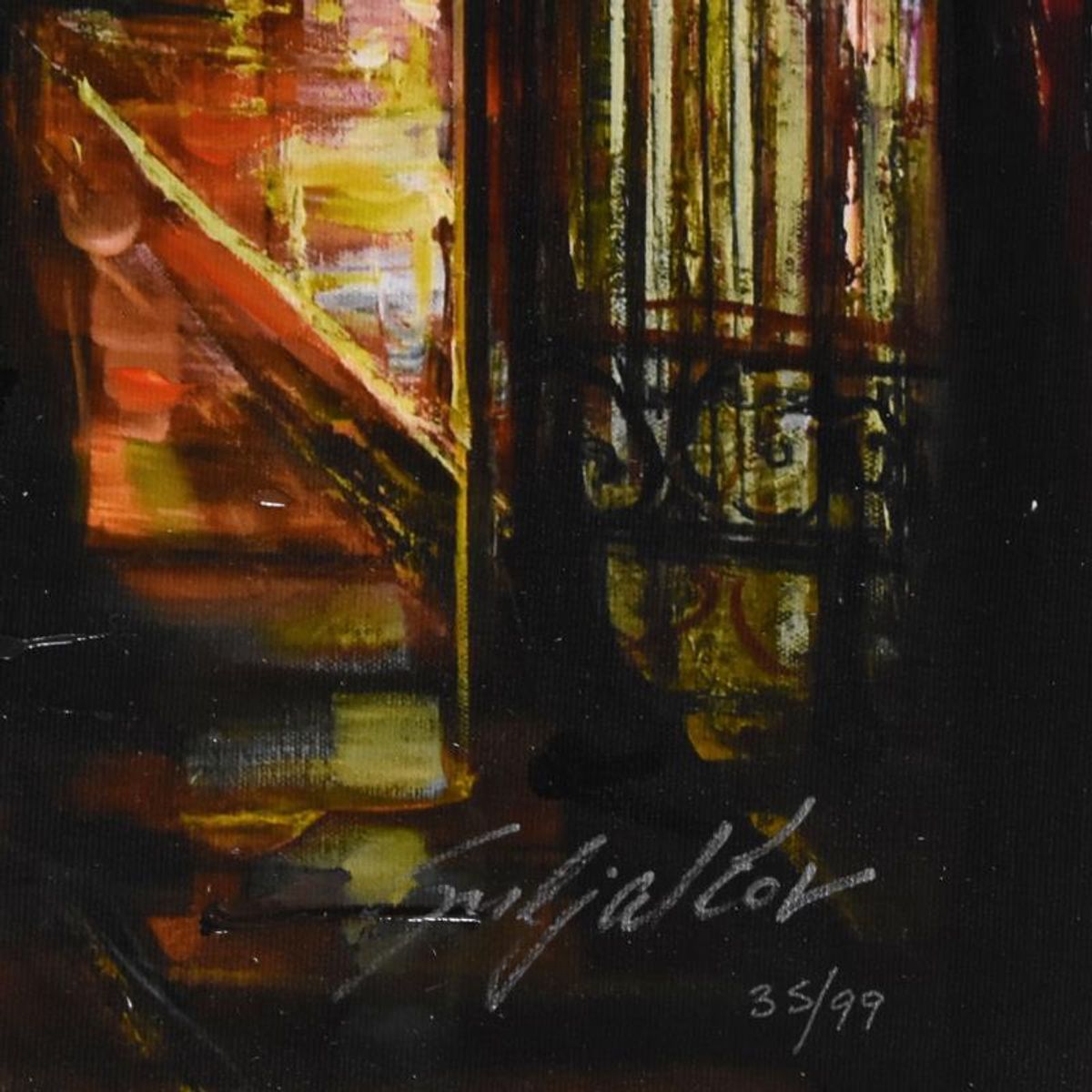 Vadik Suljakov, "Together Stroll" Hand Embellished Limited Edition on Canvas, Numbered and Hand Signed with Certificate of Authenticity.