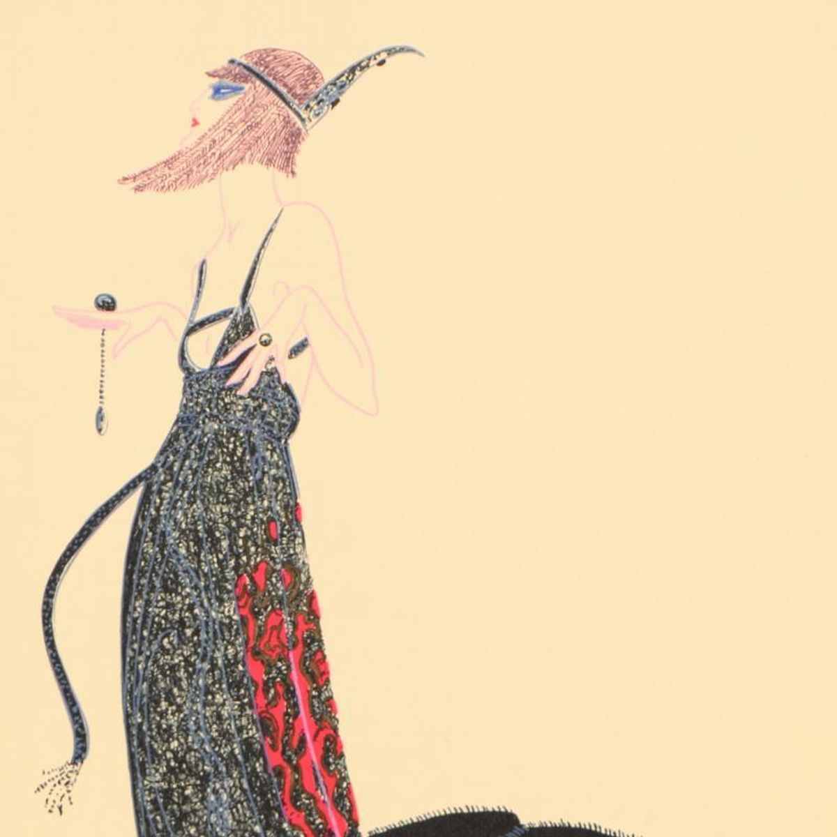 Erte (1892-1990), "Black Magic" Hand Signed Limited Edition Serigraph, Numbered AP 32/60 with Certificate of Authenticity.