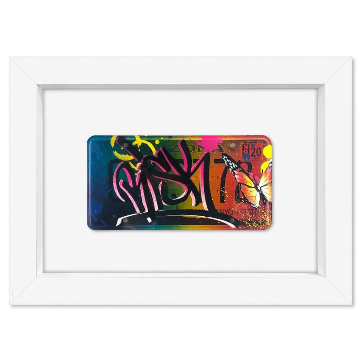 RISK, "License Plate" Framed Mixed Media Original with Letter Authenticity