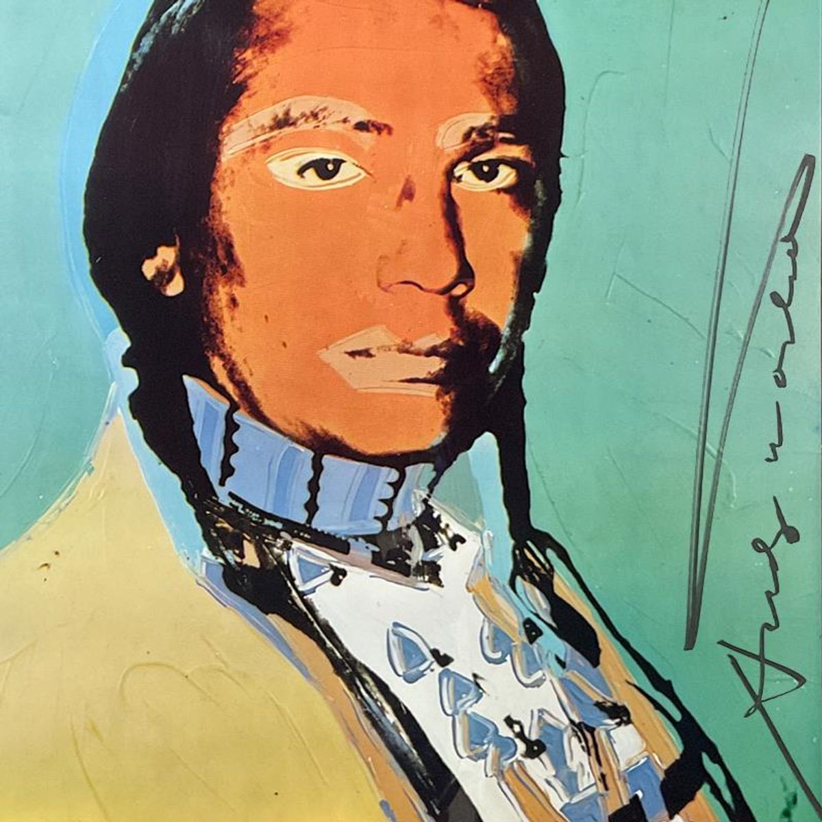 Andy Warhol (1928-1987), "The American Indian Series (Black)" Framed Vintage Poster (51" x 33") from Ace Gallery (1976), Hand Signed with Letter of Authenticity.