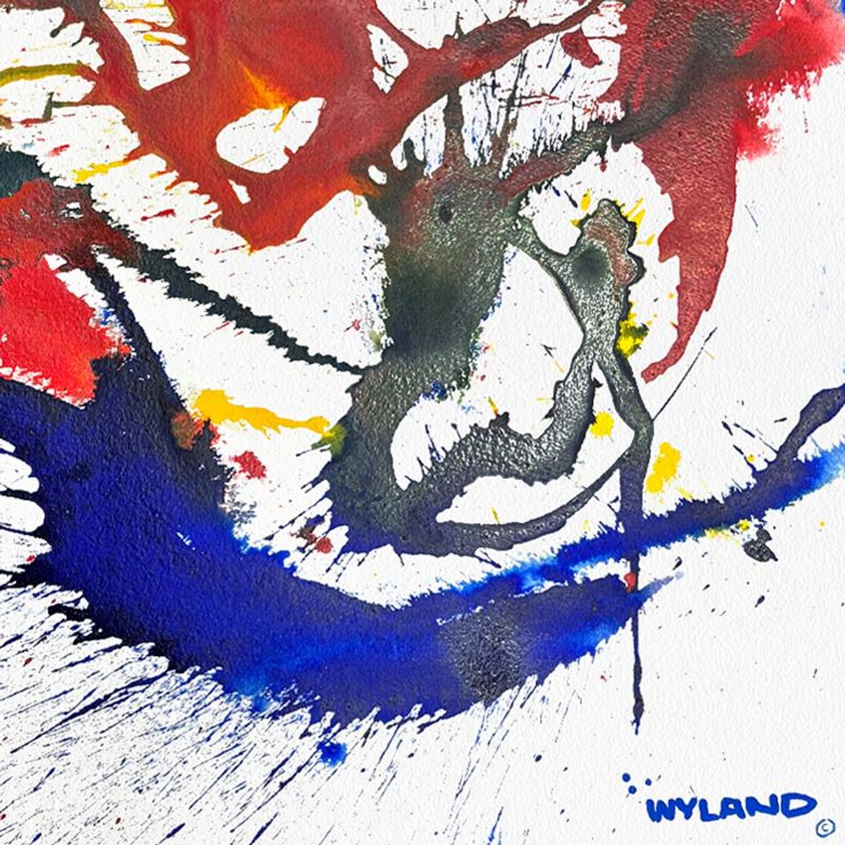 Wyland, "Untitled Abstract" Framed Original Painting on Paper, Hand Signed with Letter of Authenticity.