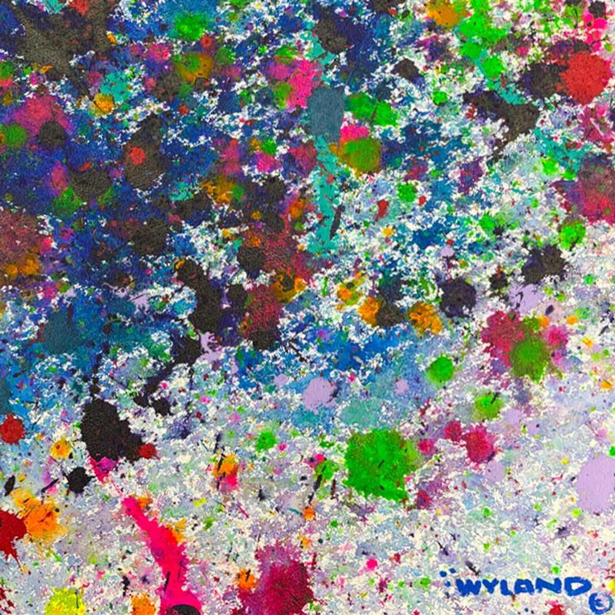 Wyland, "Untitled Abstract" Framed Original Painting on Paper, Hand Signed with Letter of Authenticity.