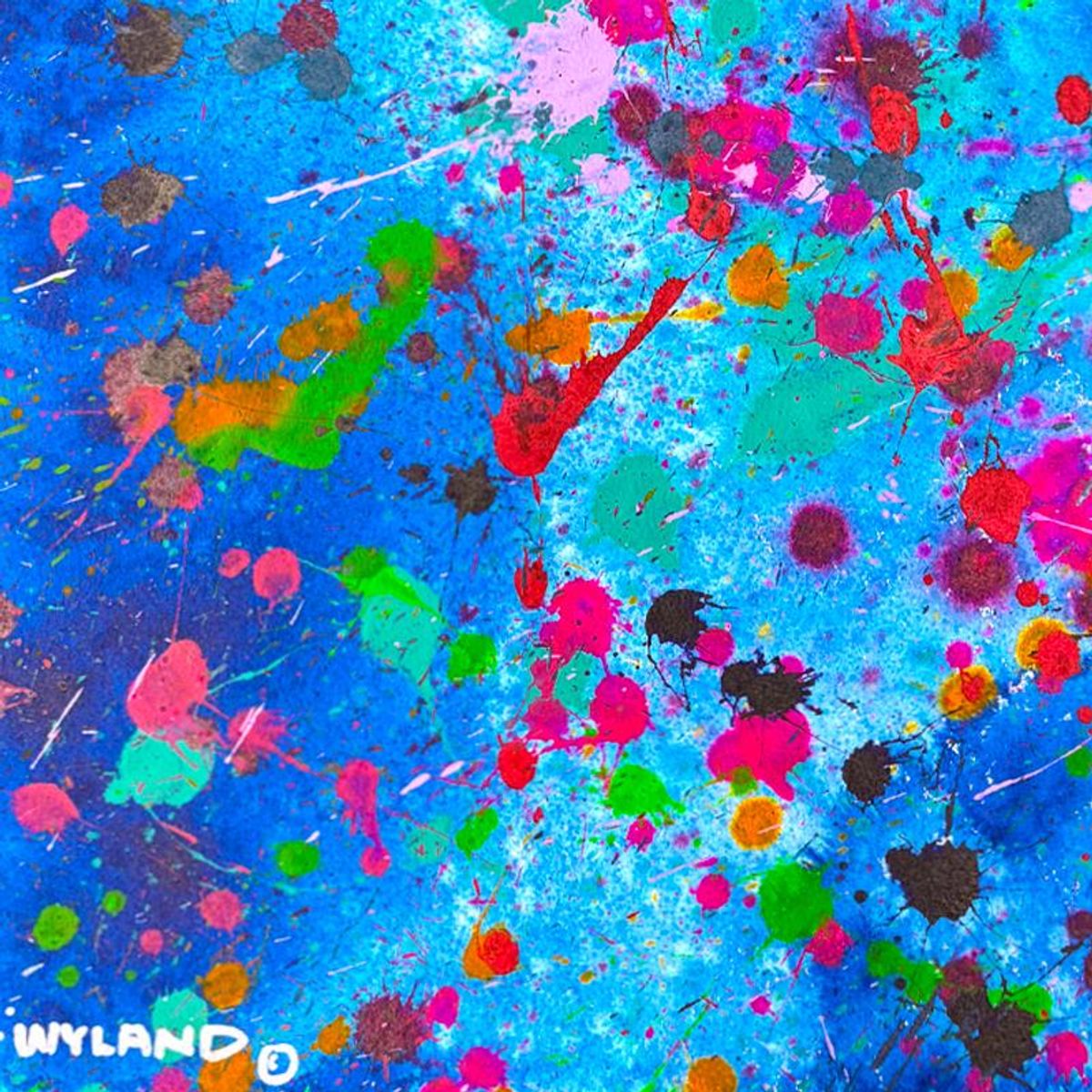 Wyland, "Untitled Abstract" Framed Original Painting on Paper, Hand Signed with Letter of Authenticity.