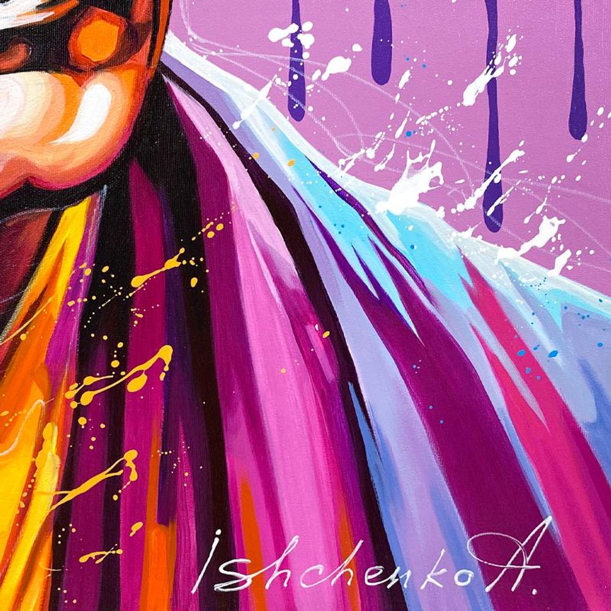 Alexander Ishchenko, "Gandhi" Original Acrylic Painting on Canvas, Hand Signed with Letter Authenticity.