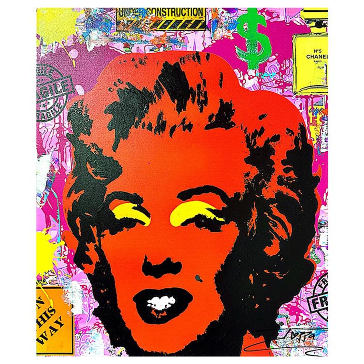 Jozza, "Marylin" Unique Mixed Media on Canvas, Hand Signed Inverso with Letter of Authenticity.
