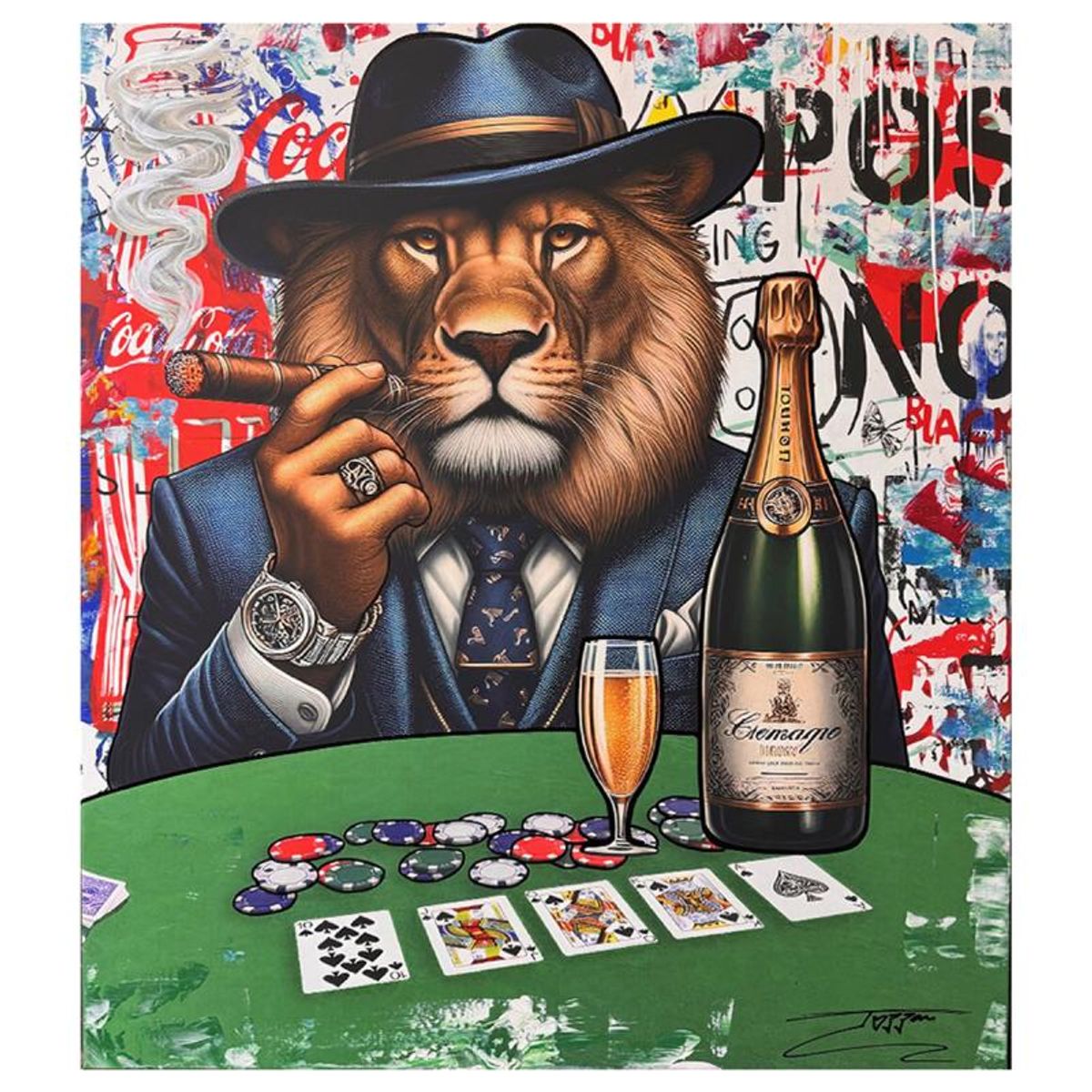 Jozza, "Post No Bills" Unique Mixed Media on Canvas, Hand Signed with Letter of Authenticity.