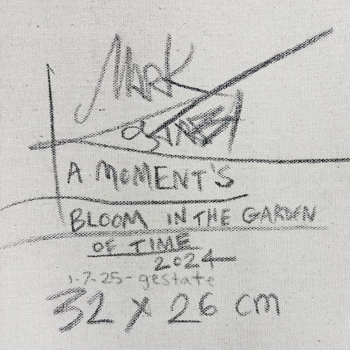 Mark Kostabi, "A Moment's Bloom in the Garden of Time" Framed Original Oil Painting on Canvas, Hand Signed with a Certificate of Authenticity.