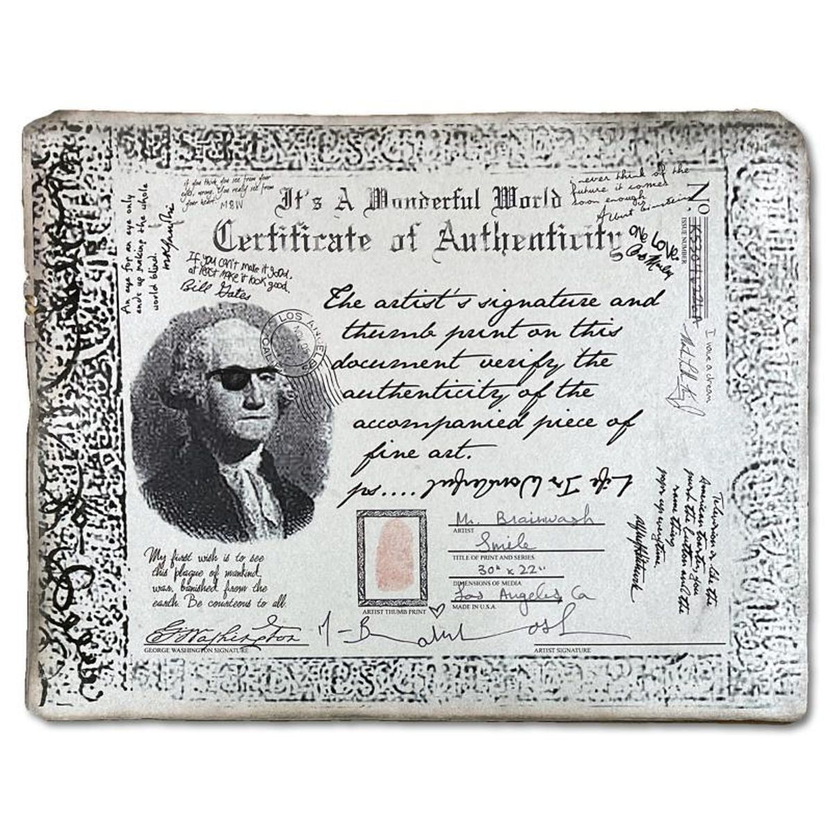 Mr. Brainwash, "Smile" Framed Mixed Media Original, Hand Signed with Certificate of Authenticity.