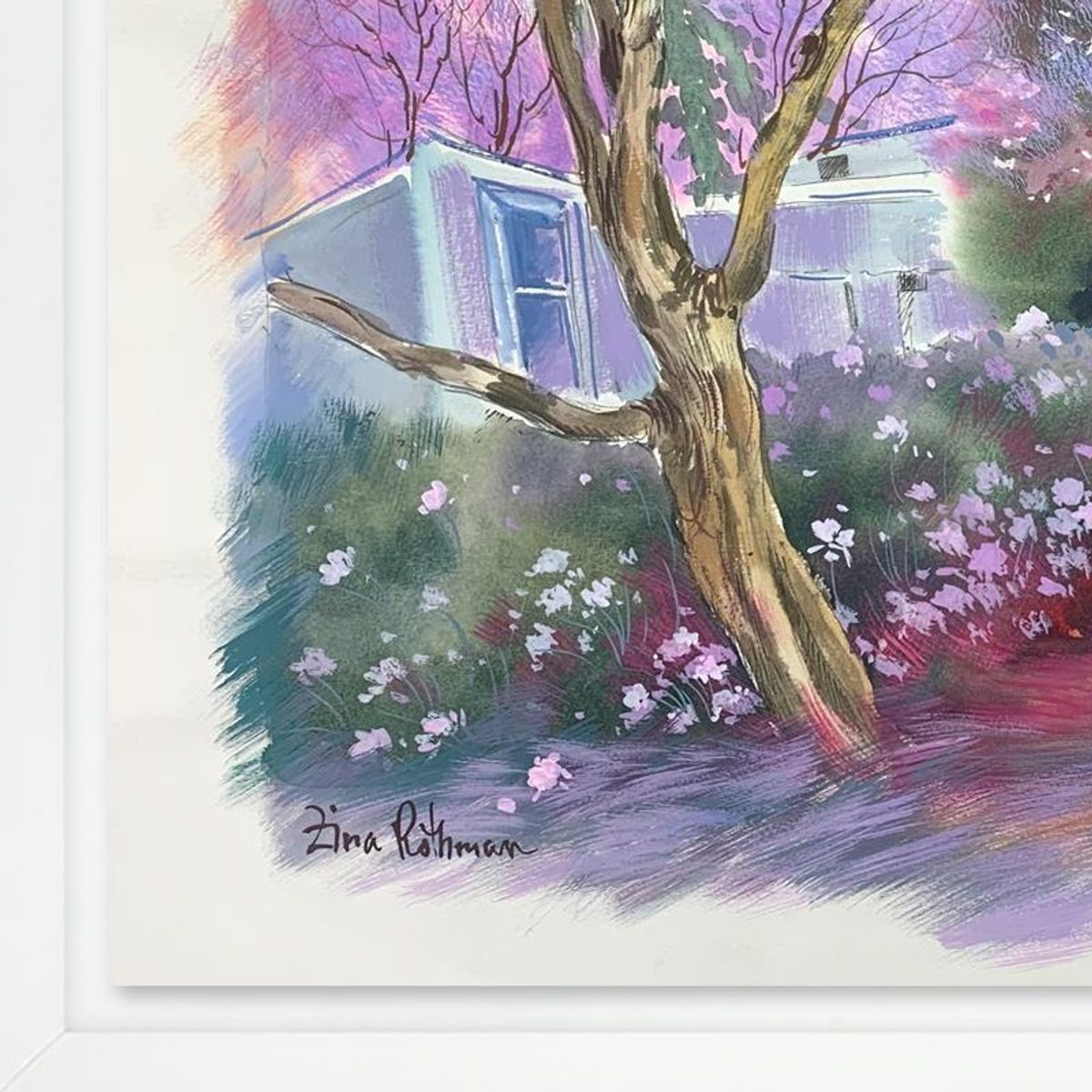 Zina Roitman, Framed Hand Signed Original Painting with Letter of Authenticity.