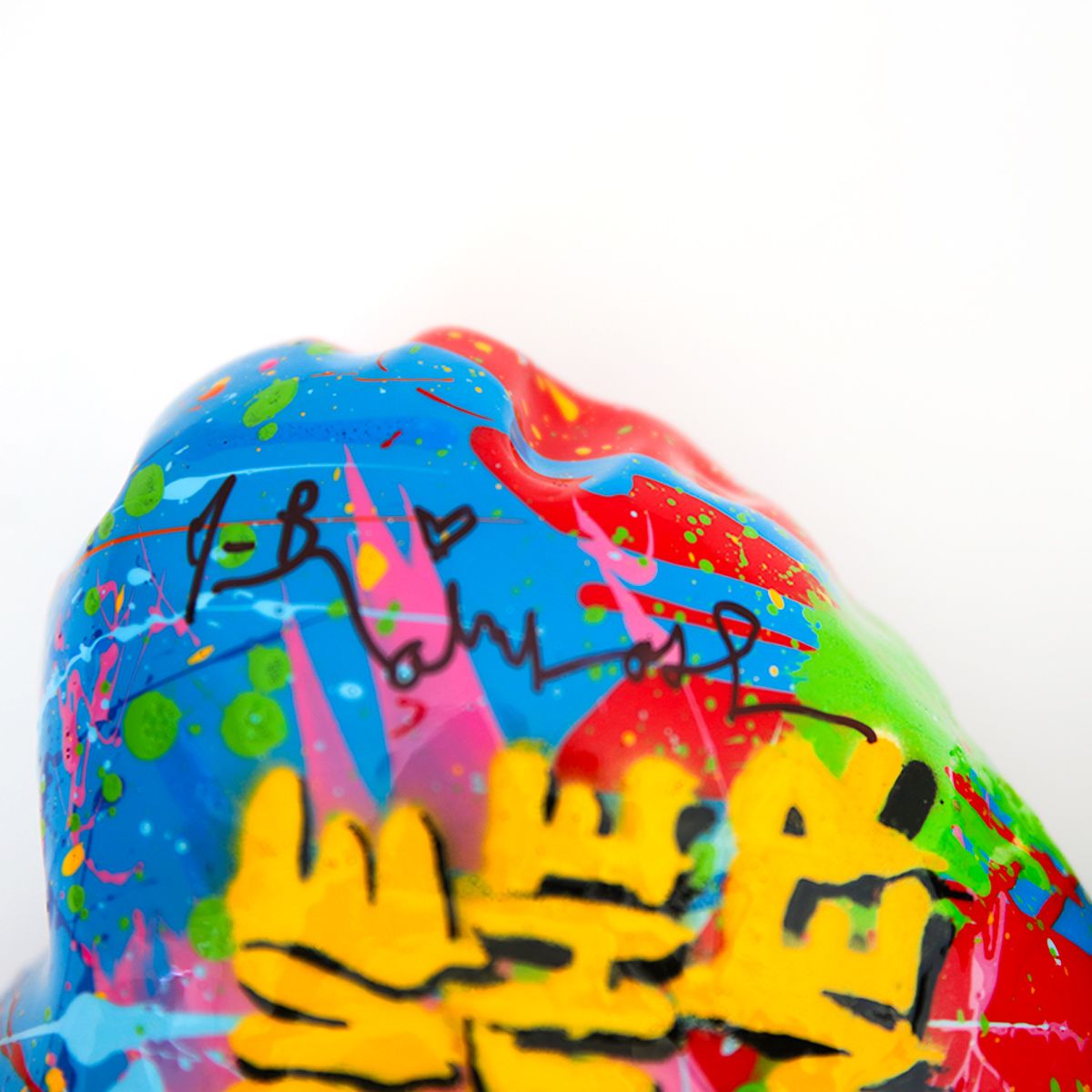 Mr. Brainwash- Stencil & Mixed Media on Painted Resin Sculpture "Mini Heart, 2026"