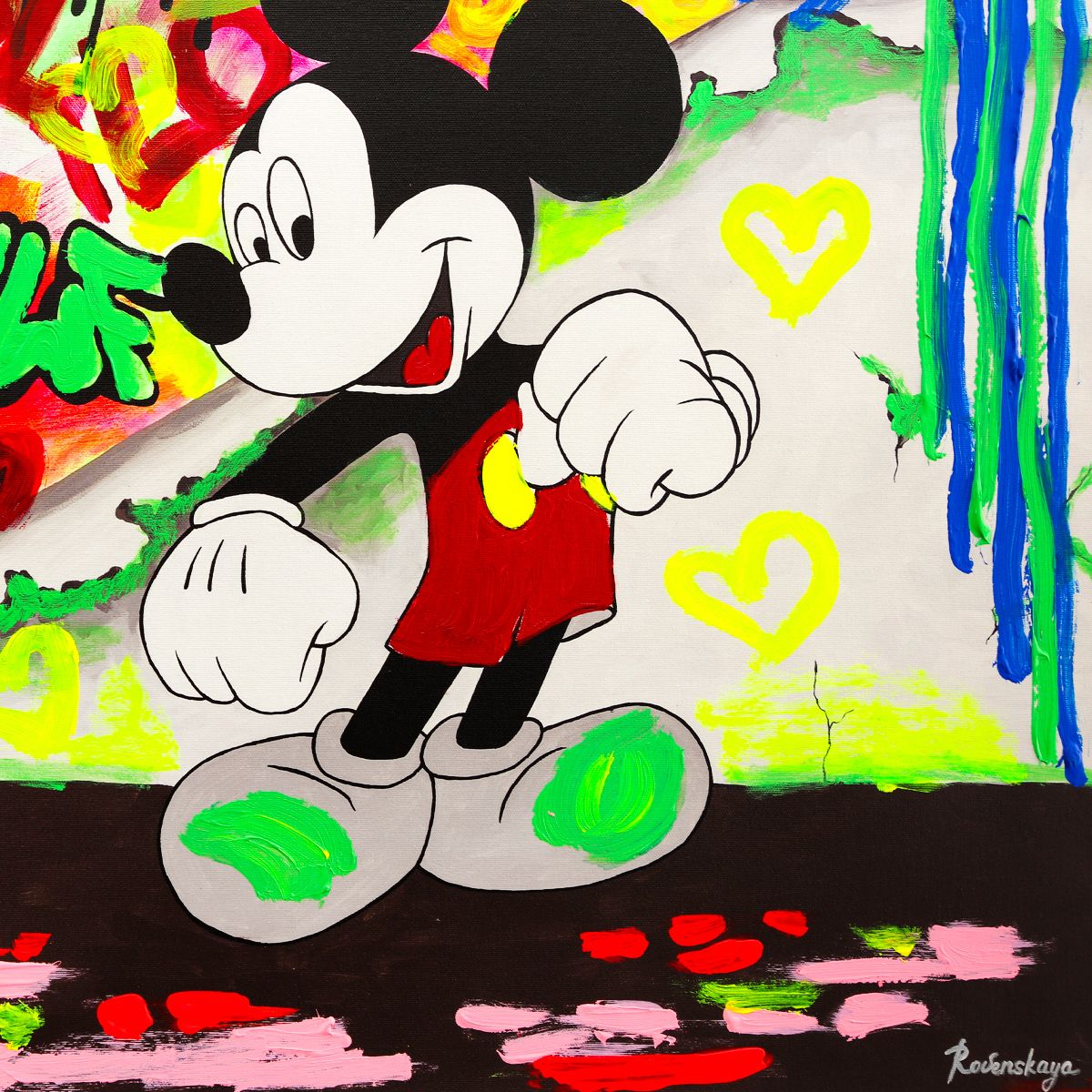 Nastya Rovenskaya- Mixed Media on Canvas "Dancing in the City"