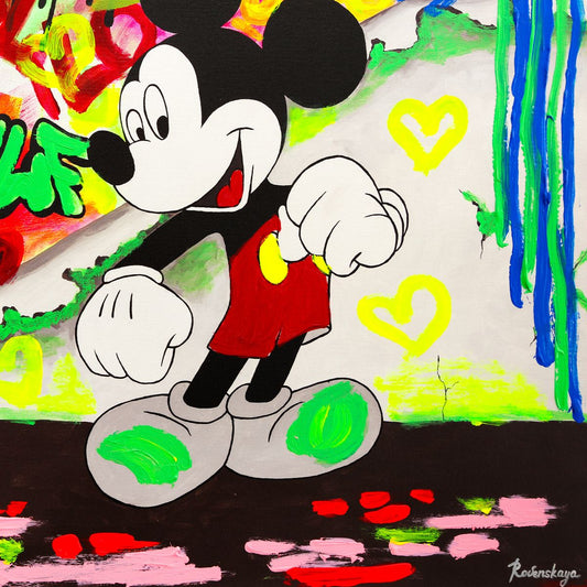 Nastya Rovenskaya- Mixed Media on Canvas "Dancing in the City"