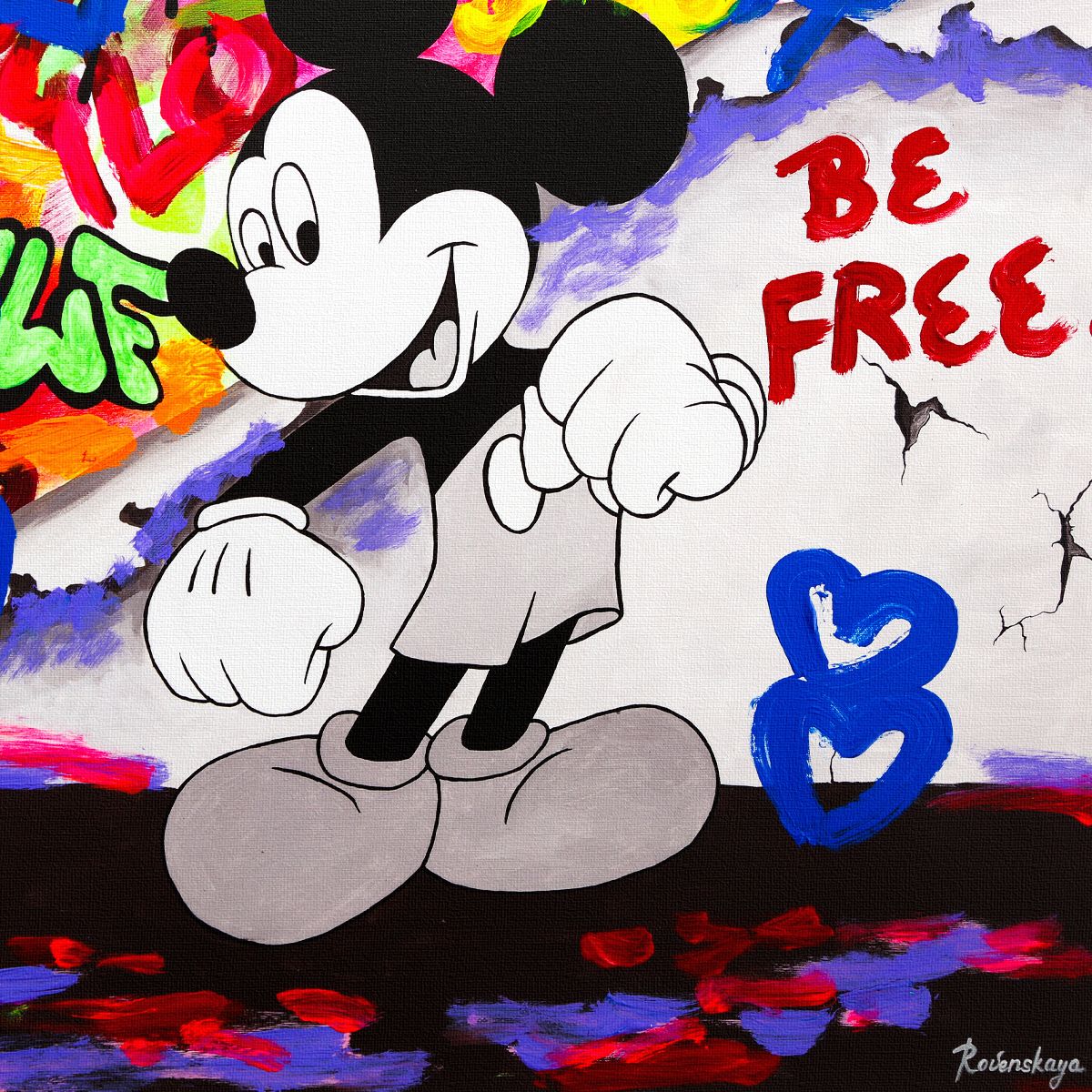 Nastya Rovenskaya- Mixed Media on Canvas "Dancing in the City"