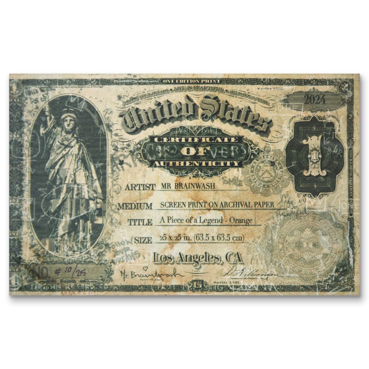 Mr. Brainwash- Silkscreen with Hand Torn Edges "A piece of Legend- Orange"