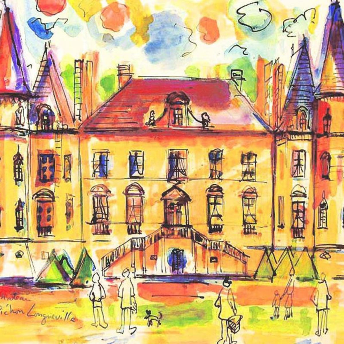 Wayne Ensrud, "Chateau Pichon Longueville Comtess de Lalande, 1" Mixed Media Original Artwork; Hand Signed; COA