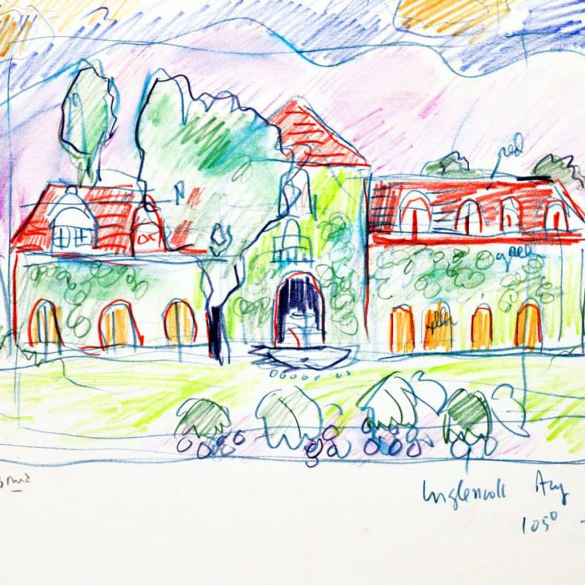 Wayne Ensrud, "Inglenook Winery, Napa Valley" Mixed Media Original Artwork; Hand Signed; COA
