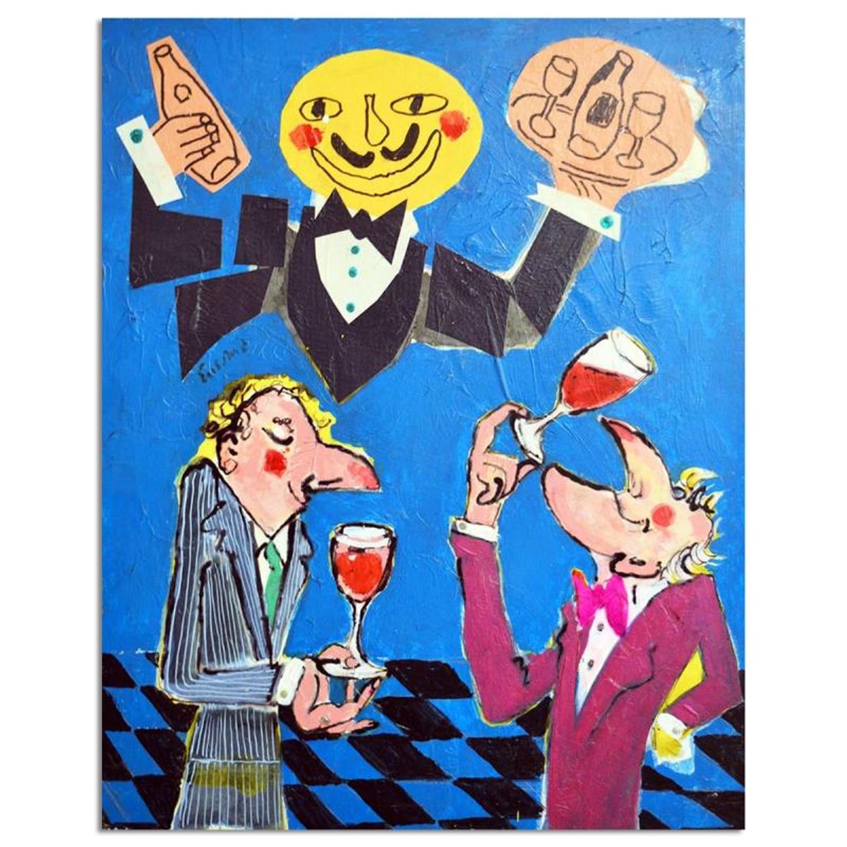 Wayne Ensrud, "Best Friends" Mixed Media Original Artwork with COA.