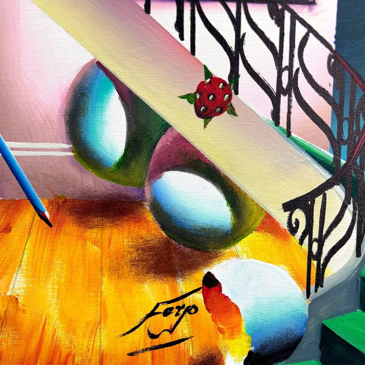 Ferjo, Hand Signed Original Painting on Canvas with Letter of Authenticity.