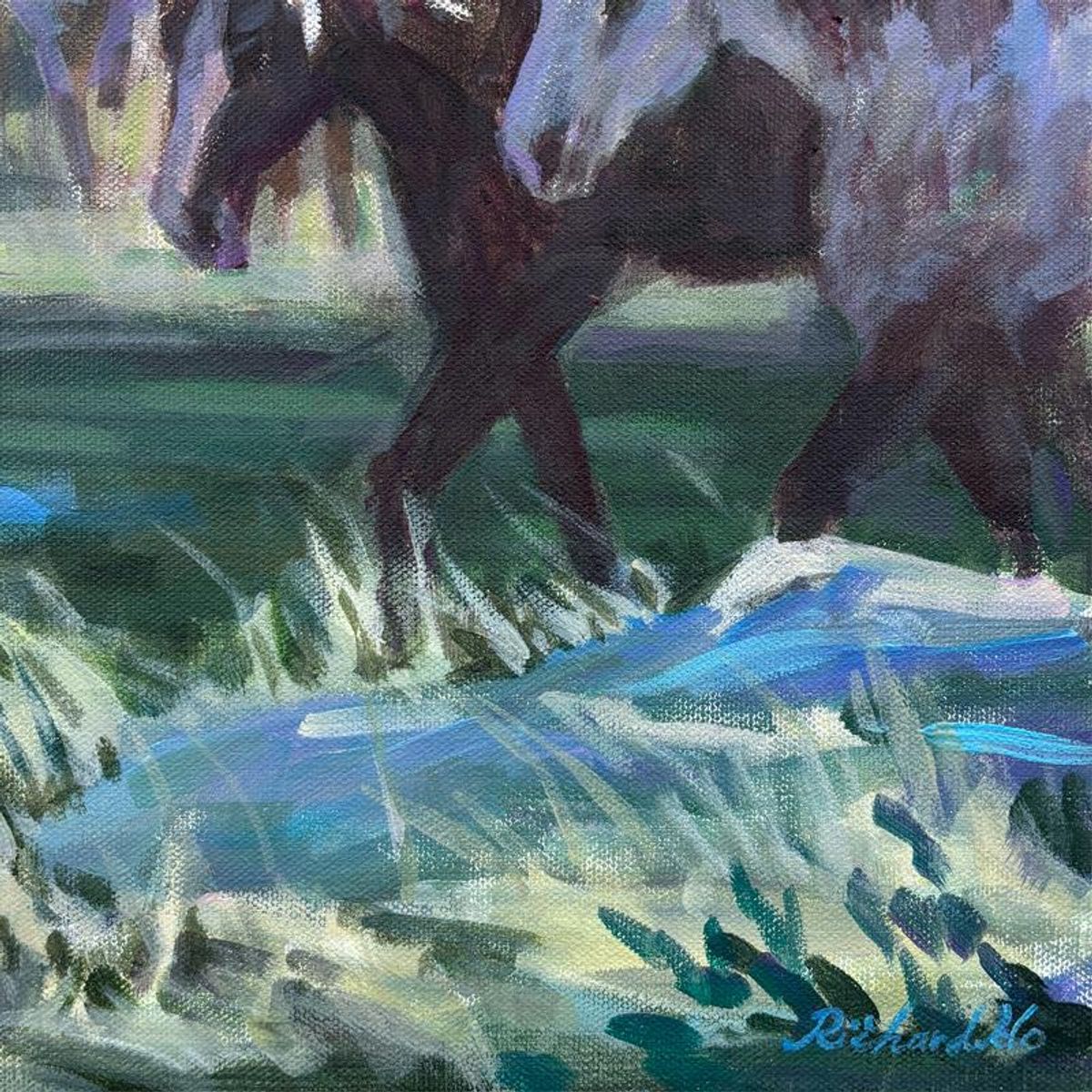 Richard Ho, "Round Up" Original Acrylic Painting on Canvas, Hand Signed with Letter of Authenticity.