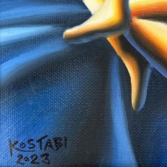 Mark Kostabi, "Whirling Passion" Framed Original Oil Painting on Canvas, Hand Signed with a Certificate of Authenticity.