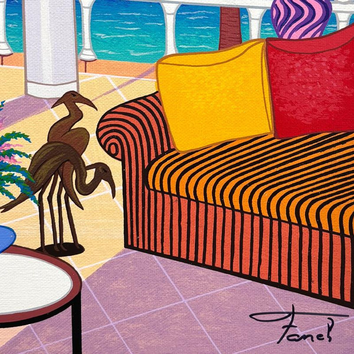 Fanch Ledan, "Ipanema Villa" Limited Edition Serigraph on Canvas, AP Numbered and Hand Signed with Certificate of Authenticity.