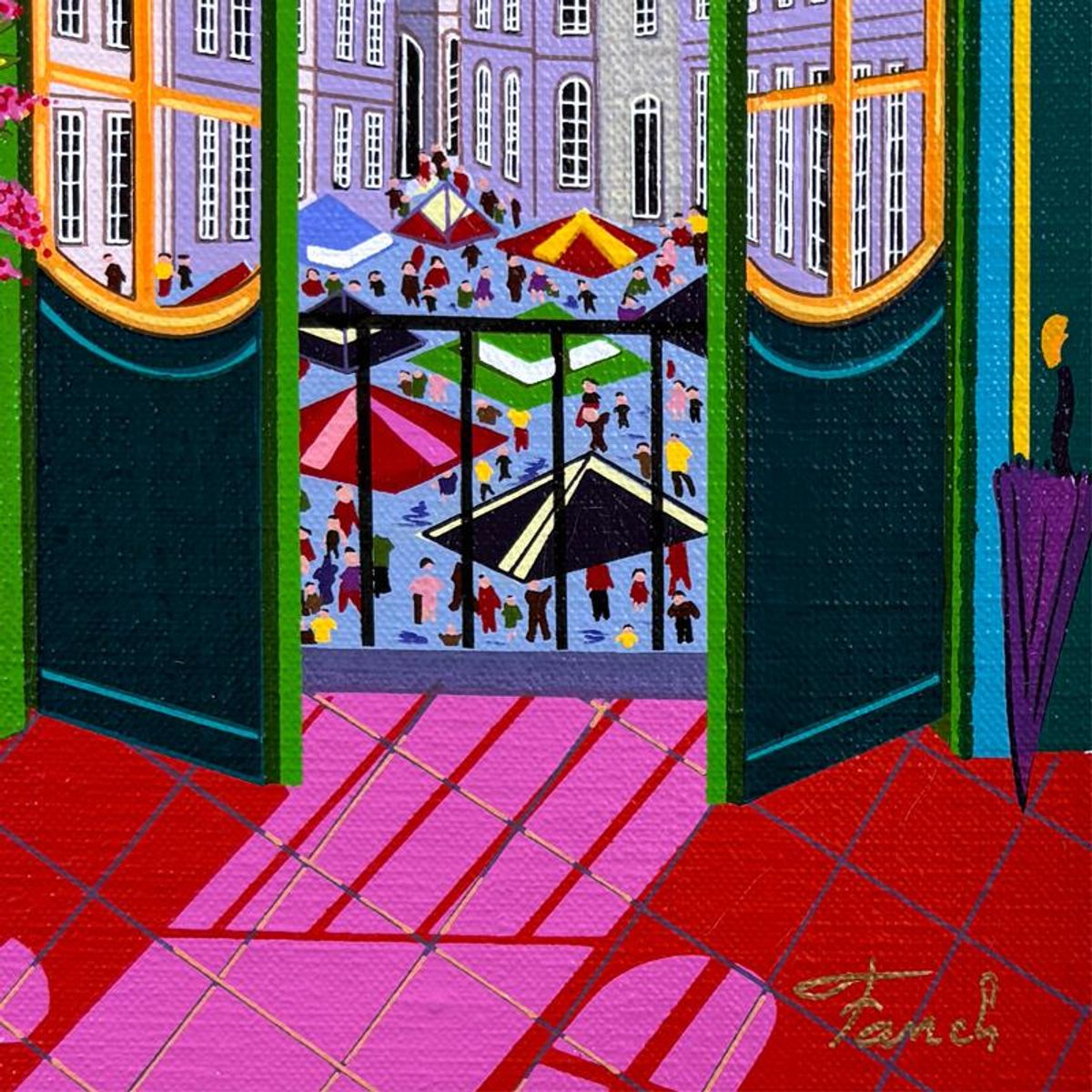 Fanch Ledan, "Village vu de Chateau" Limited Edition Serigraph on Canvas, AP Numbered and Hand Signed with Certificate of Authenticity.
