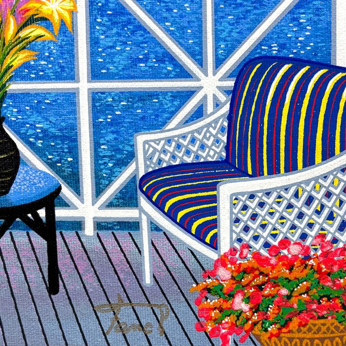 Fanch Ledan, "East Coast Atmosphere II" Limited Edition Serigraph on Canvas, AP Numbered and Hand Signed with Certificate of Authenticity.