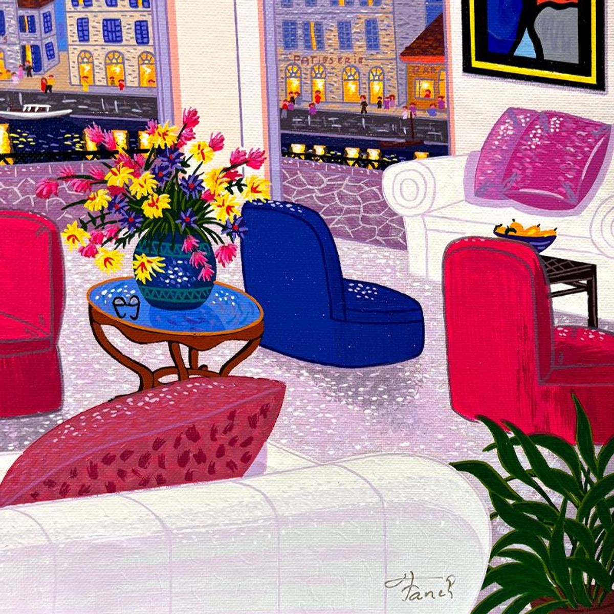 Fanch Ledan, "Magical Moonlit Night" Limited Edition Serigraph on Canvas, AP Numbered and Hand Signed with Certificate of Authenticity.