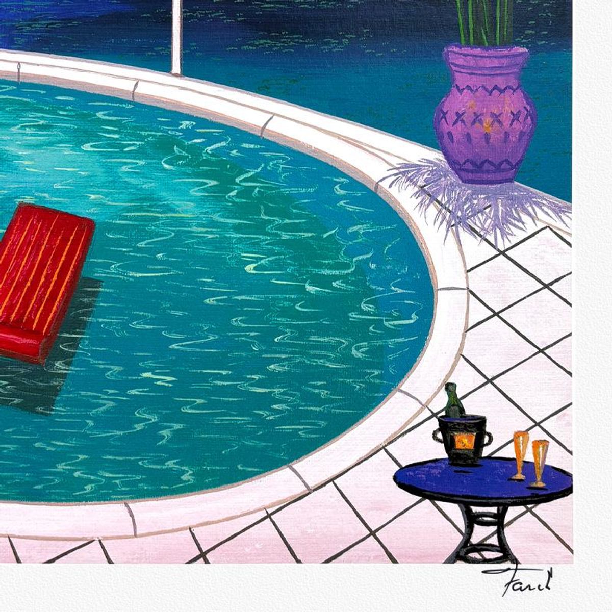 Fanch Ledan, "Piscine Palette" Limited Edition Serigraph, AP Numbered and Hand Signed with Letter of Authenticity.
