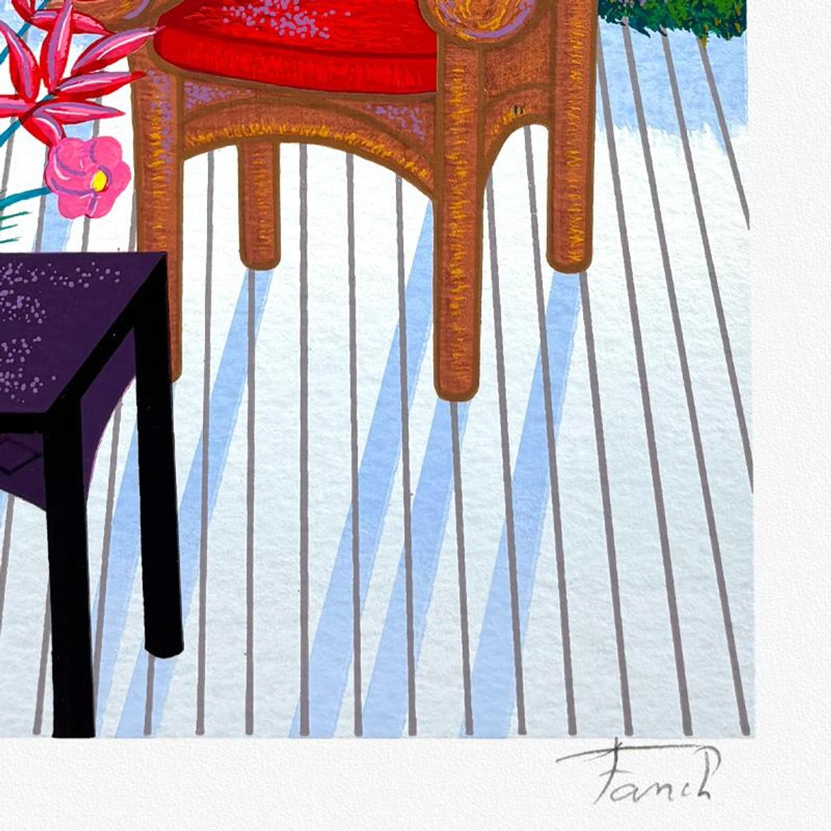 Fanch Ledan, "Loggia a Deauville" Limited Edition Serigraph, Numbered and Hand Signed with Letter of Authenticity.