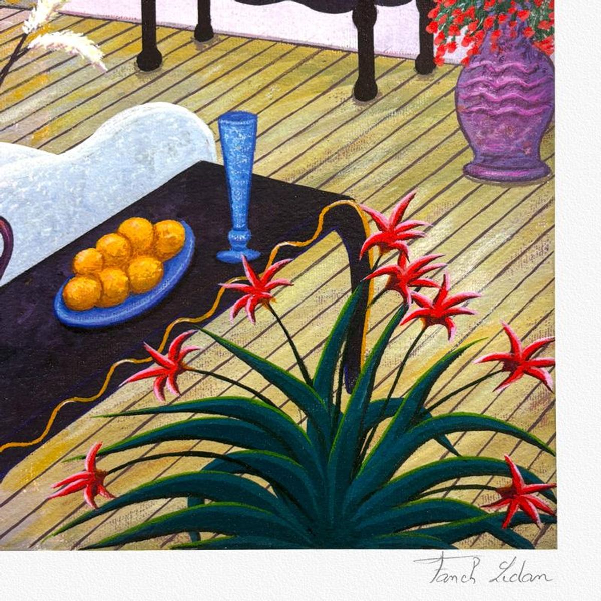 Fanch Ledan, "Interior with Monet and Gauguin" Limited Edition Serigraph, AP Numbered and Hand Signed with Letter of Authenticity.